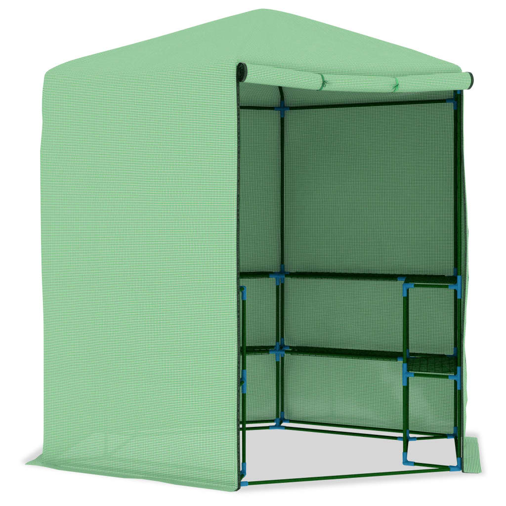 vidaXL acél melegház polcokkal 227 x 223 cm