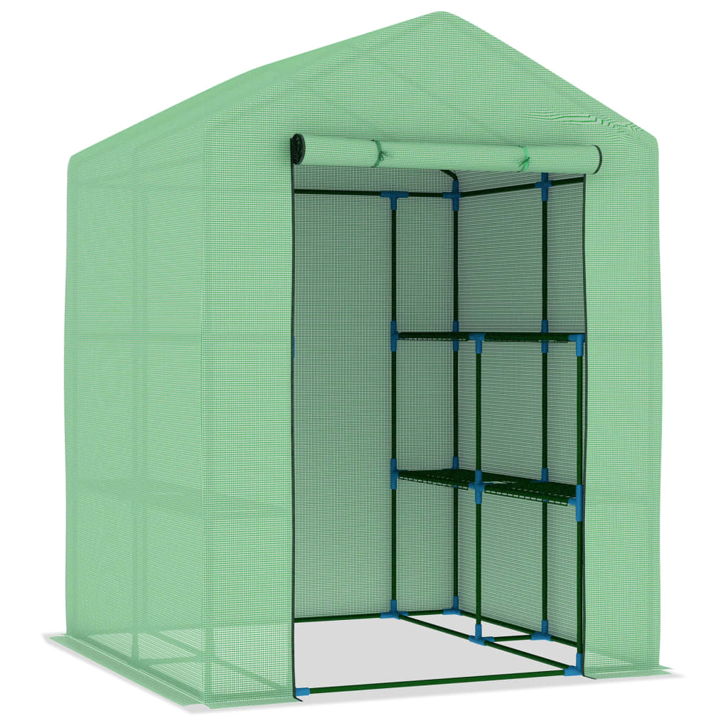 vidaXL Skleník s policami, oceľ 143x143x195 cm