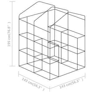 Skleník s policemi ocel 143 x 143 x 195 cm - obrázek 11