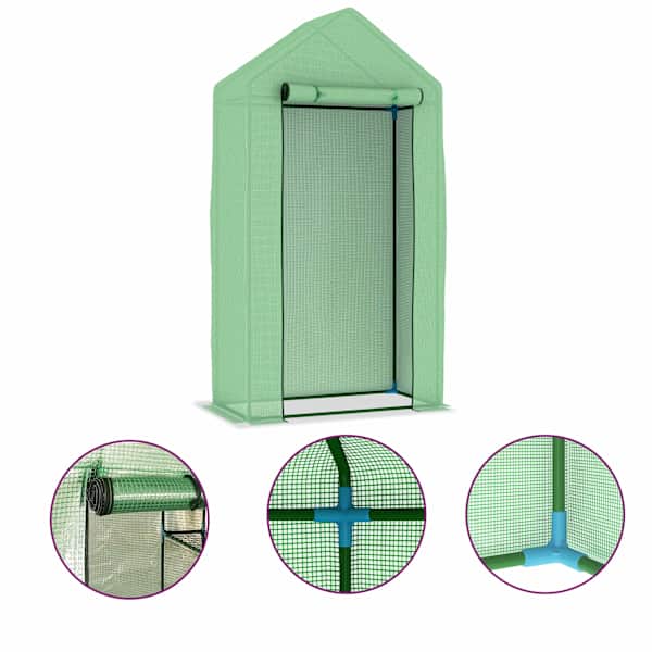 vidaXL kasvuhoone terasest raamiga 0,5 m&sup2; 1 x 0,5 x 1,9 m