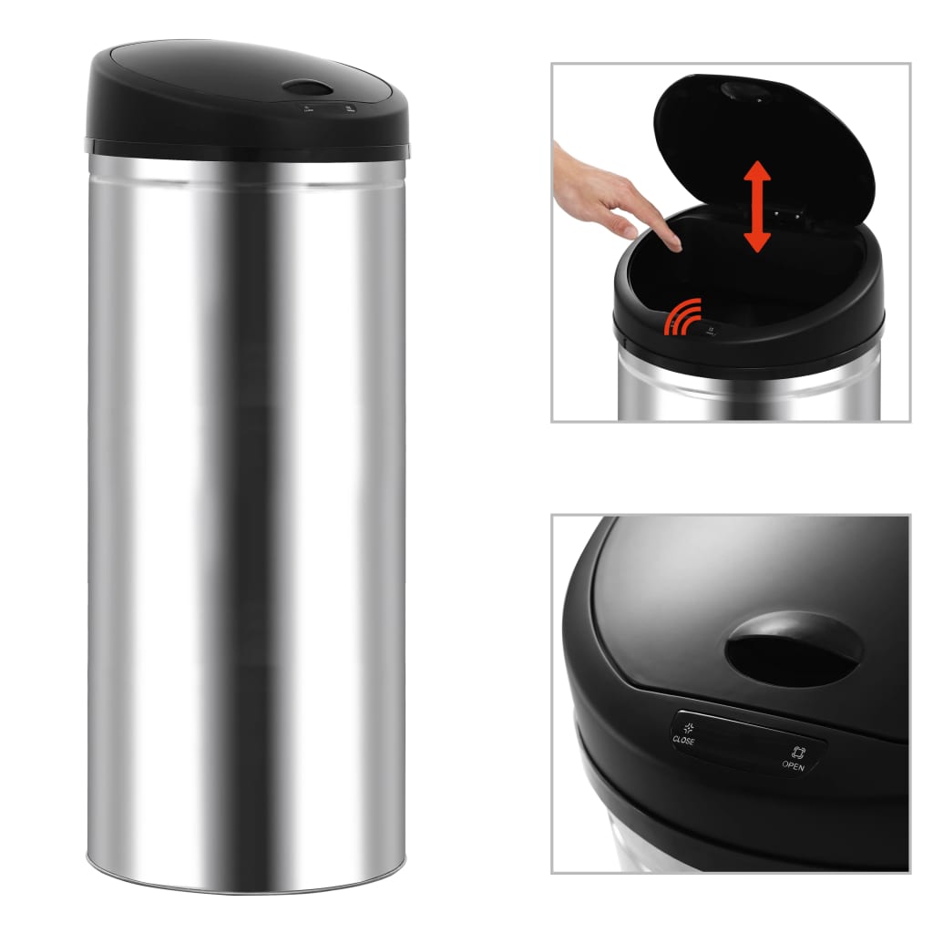 vidaXL Coș de gunoi automat cu senzor, 62 L, oțel inoxidabil