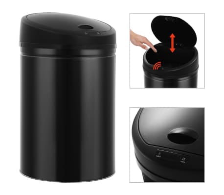 vidaXL Cubo de basura con sensor automático negro 32 L