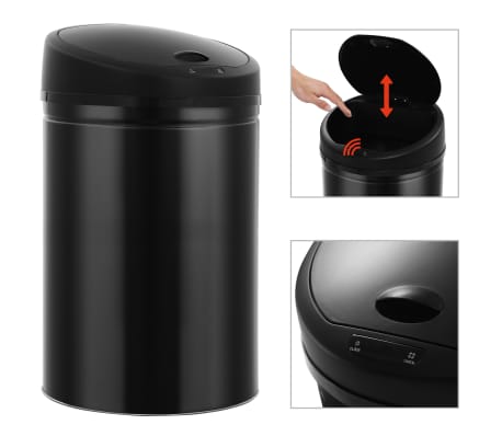 vidaXL Cubo de basura con sensor automático negro 42 L