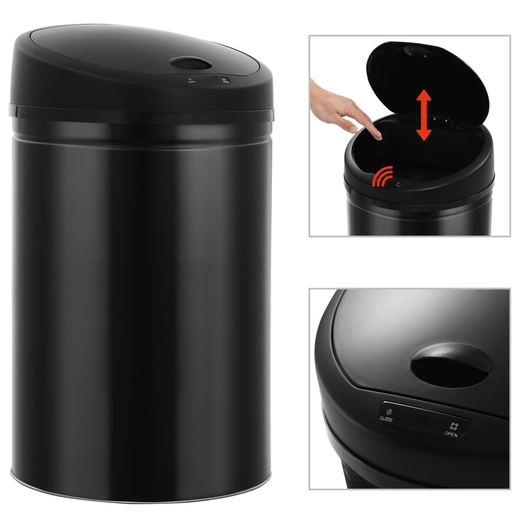 

vidaXL Prullenbak met automatische sensor 52 L zwart