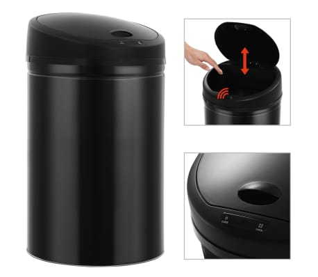 vidaXL Coș de gunoi automat cu senzor, 52 L, negru