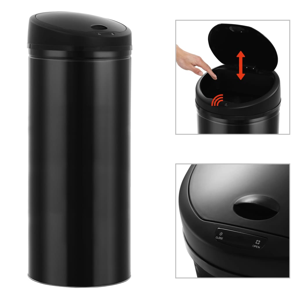 vidaXL Poubelle à capteur automatique 62 L Noir