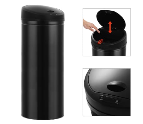 vidaXL Cubo de basura con sensor automático 62 L negro