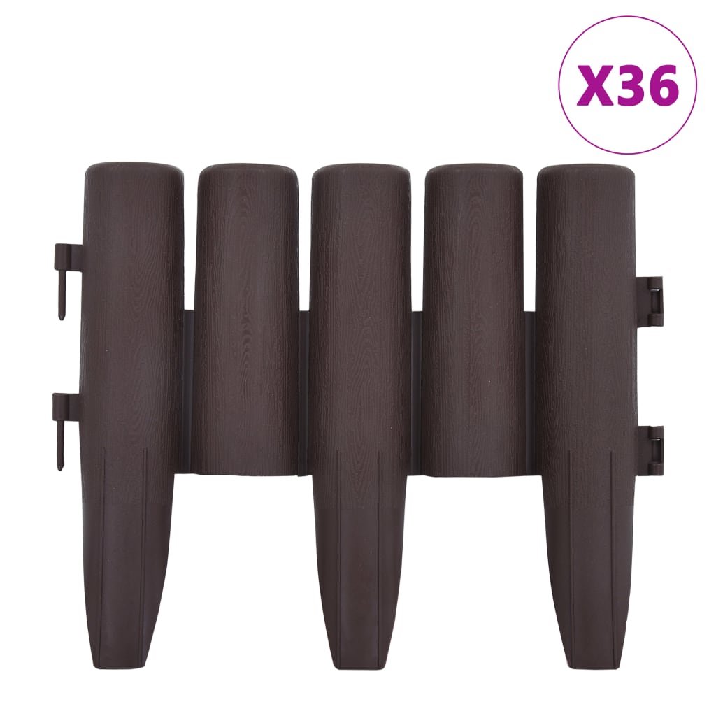 

vidaXL Lawn Edgings 36 pcs Brown 393.7" PP