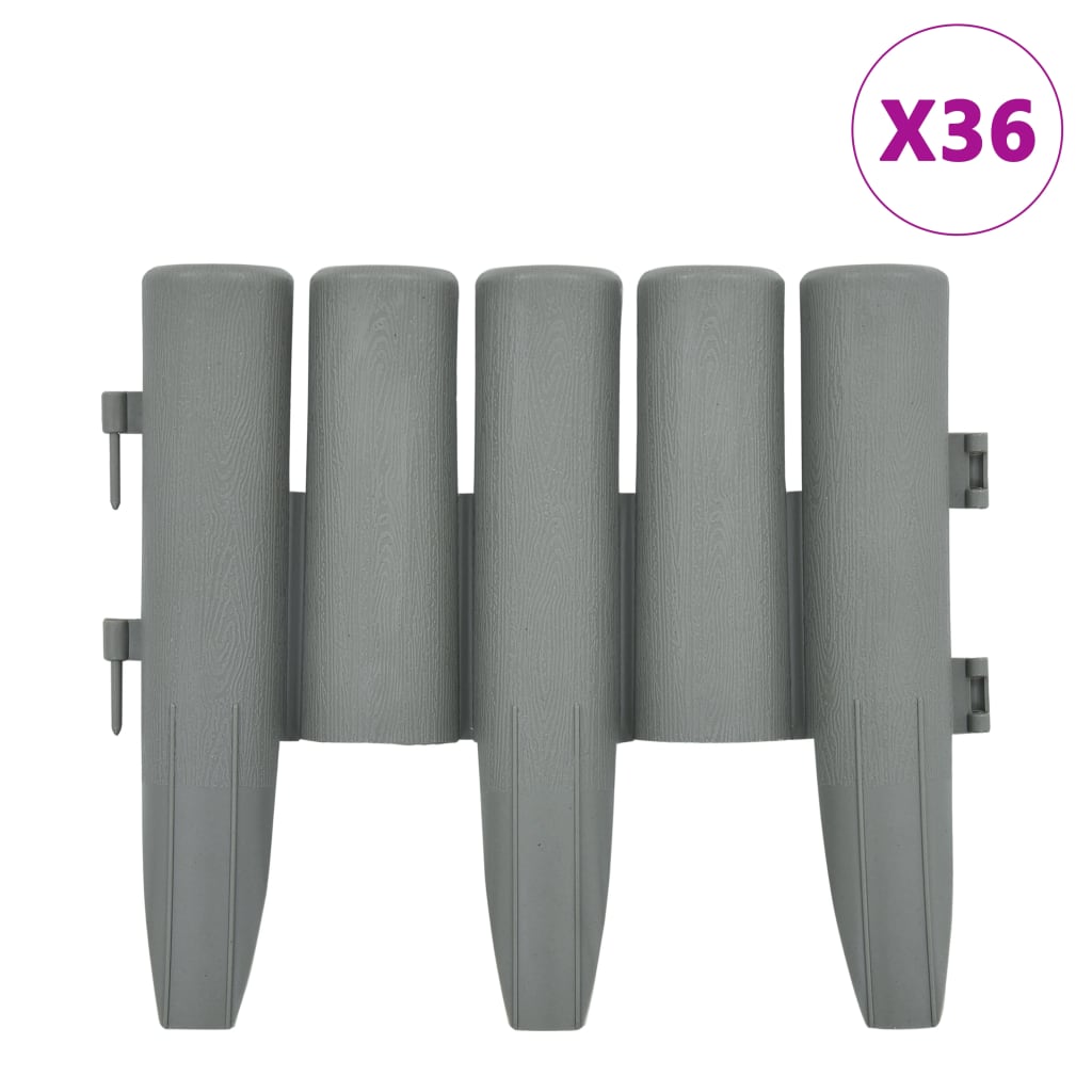 

vidaXL Lawn Edgings 36 pcs Gray 393.7" PP