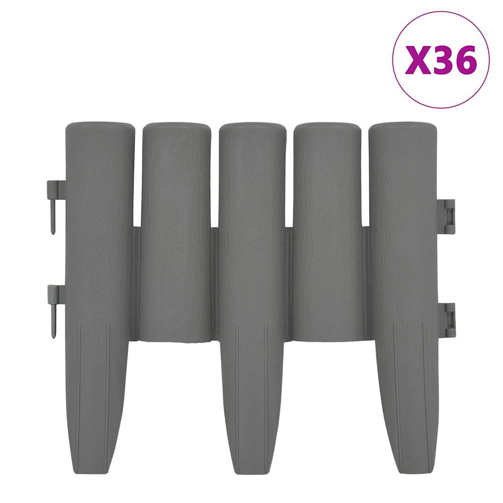 Thumbnail - vidaXL Rasenkanten 36 Stk. Grau 10 m PP