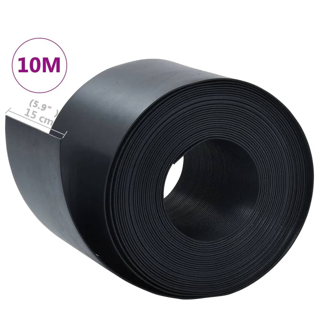 vidaXL Garden Edging Black 393.7" 5.9" PE