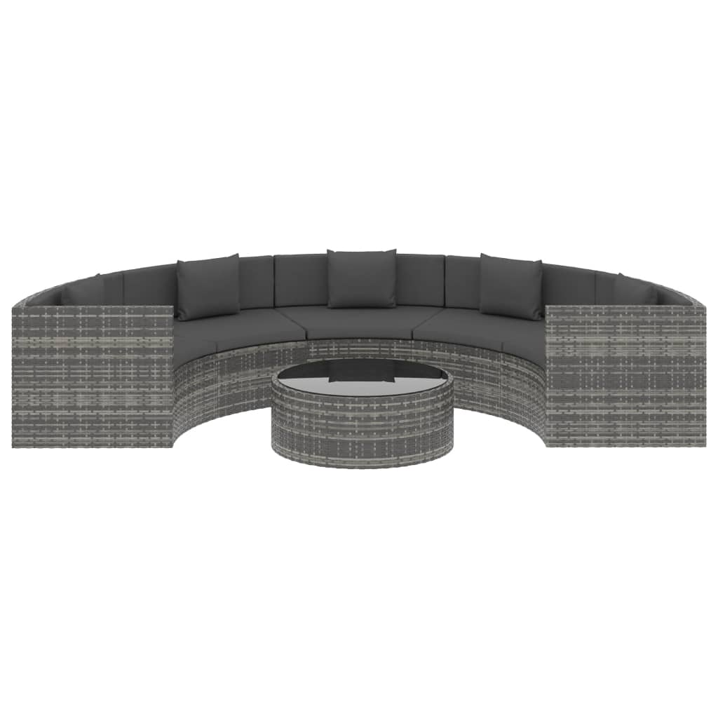 vidaXL 6-delige Loungeset met kussens poly rattan grijs