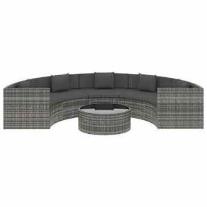 vidaXL 6 Piece Garden Lounge Set with Cushions Poly Rattan Grey