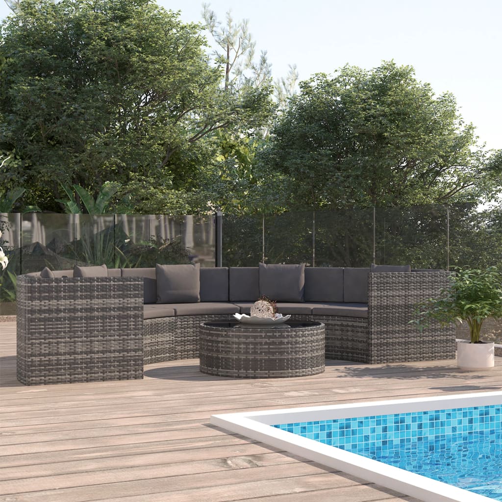 vidaXL 6-tlg. Garten-Lounge-Set mit Kissen Poly Rattan Grau