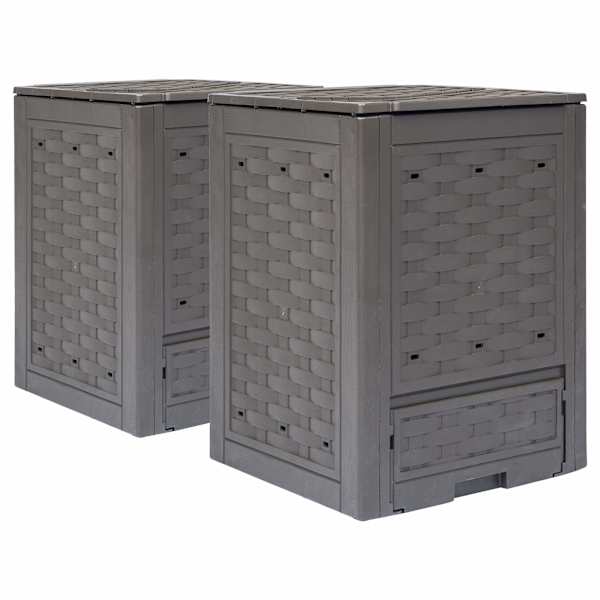 vidaXL aiakompostrid 2 tk, pruun, 60 x 60 x 83 cm, 600 l, plastrotang