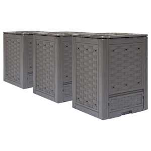 vidaXL aiakompostrid 3 tk, pruun, 60 x 60 x 83 cm, 900 l, plastrotang
