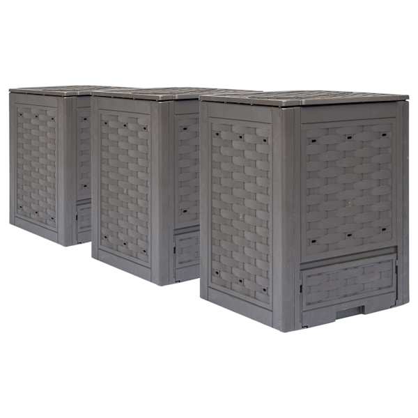 vidaXL aiakompostrid 3 tk, pruun, 60 x 60 x 83 cm, 900 l, plastrotang