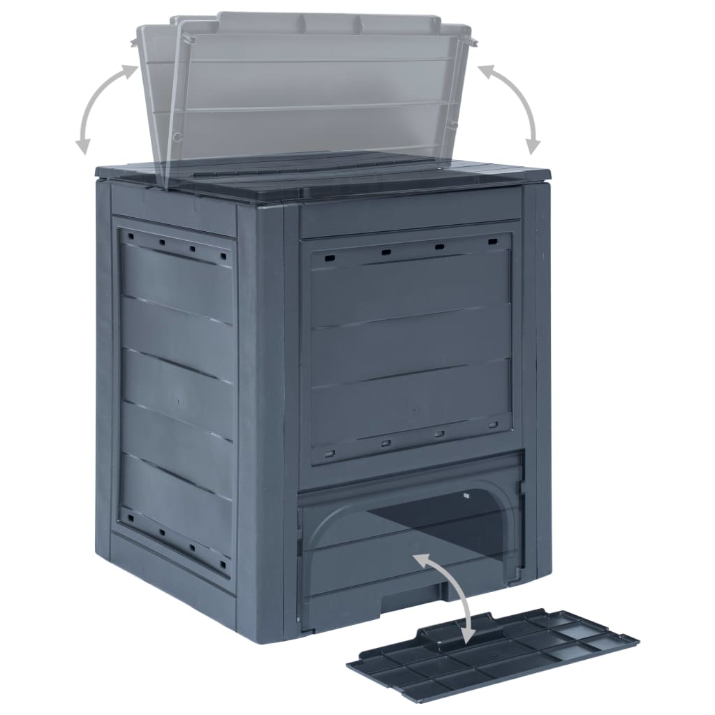 vidaXL Garden Composters 2 pcs Gray 23.6"x23.6"x28.7" 137.4 gal