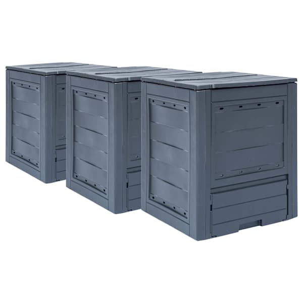 vidaXL aiakompostrid 3 tk, hall, 60 x 60 x 73 cm, 780 l
