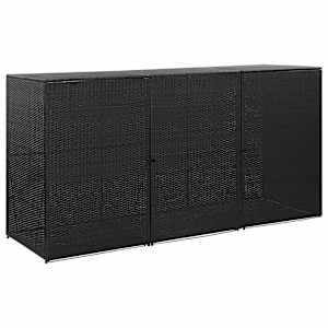 vidaXL kolme ratastega pr&uuml;gikasti kuur, must, 229x78x120 cm pol&uuml;rotang