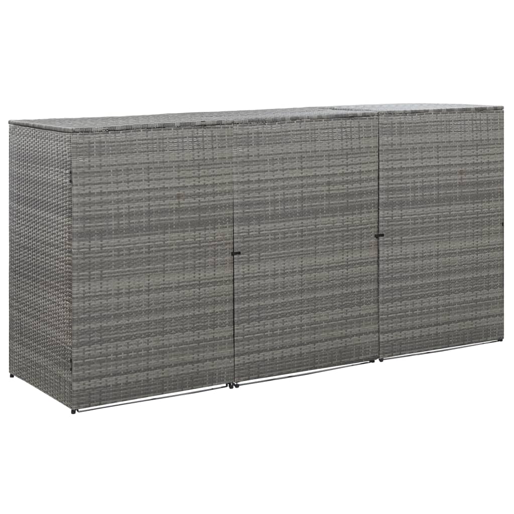 vidaXL Mülltonnenbox für 3 Tonnen Anthrazit 229x78x120 cm Poly Rattan