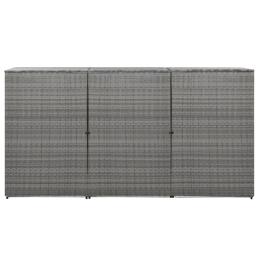 vidaXL Mülltonnenbox für 3 Tonnen Anthrazit 229x78x120 cm Poly Rattan