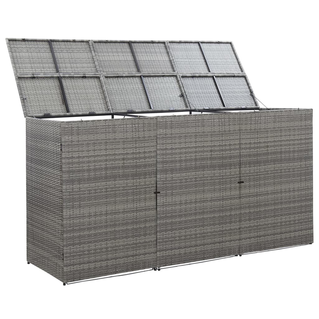 Thumbnail - vidaXL Mülltonnenbox für 3 Tonnen Anthrazit 229x78x120 cm Poly Rattan