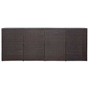 vidaXL M&uuml;lltonnenbox f&uuml;r 4 Tonnen Braun 305 x 78 x 120 cm Poly Rattan