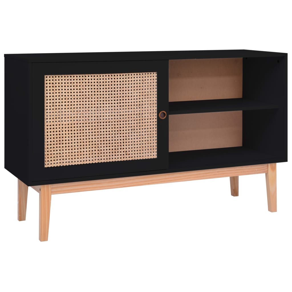 

vidaXL Dressoir 130x40x80 cm MDF en rattan zwart