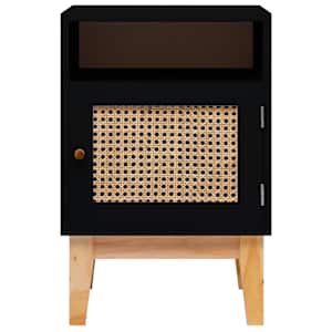 vidaXL Naktinė spintelė, juodos spalvos, 40x40x61cm, MDF ir ratanas