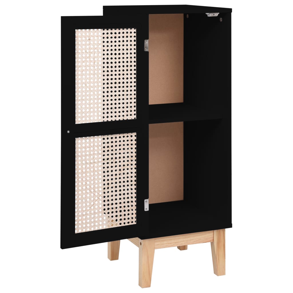 

vidaXL Dressoir 35x35x100 cm MDF en rattan zwart