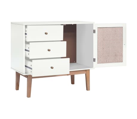 vidaXL Buffet Blanc 88,5x40x80 cm MDF et résine tressée