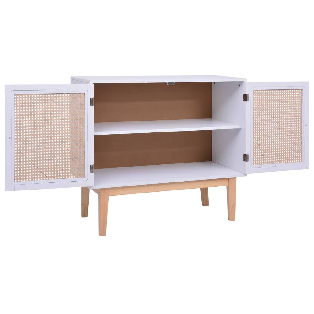 vidaXL Sideboard White 88.5x40x80 cm MDF and Rattan