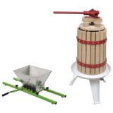 vidaXL 2 pcs conjunto de prensa e triturador de fruta e vinho