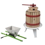 vidaXL 2 pcs conjunto de prensa e triturador de fruta e vinho