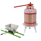 vidaXL 2 pcs conjunto de prensa e triturador de fruta e vinho