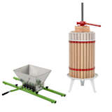 vidaXL 2 pcs conjunto de prensa e triturador de fruta e vinho