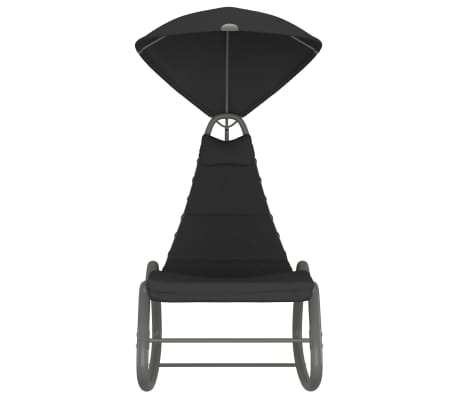vidaXL Градински люлеещ се стол, черен, 160x80x195 см, текстил