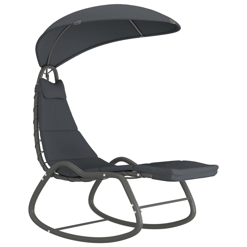 dārza šūpuļkrēsls, pelēks, 160x80x195 cm, audums | Stepinfit.lv