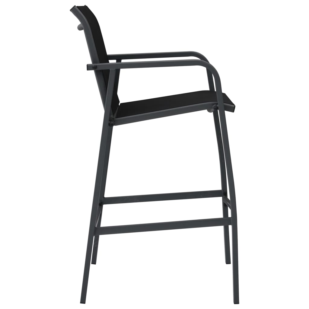 2/4x Patio Bar Chairs Textilene Dining Chairs Set Garden Black/Gray vidaXL - Picture 9 of 28