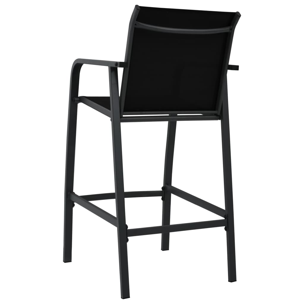 2/4x Patio Bar Chairs Textilene Dining Chairs Set Garden Black/Gray vidaXL - Picture 10 of 28