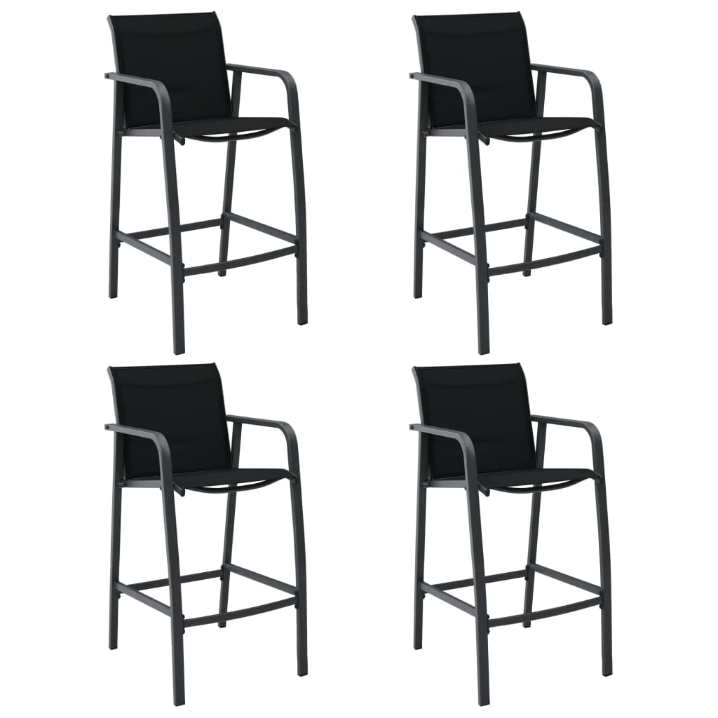 vidaXL Chaises de bar de jardin 4 pcs Noir Textilène