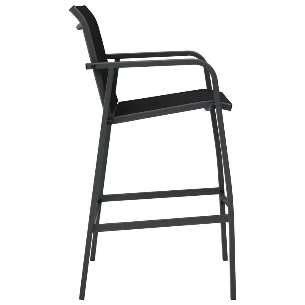2/4x Patio Bar Chairs Textilene Dining Chairs Set Garden Black/Gray vidaXL - Picture 21 of 28