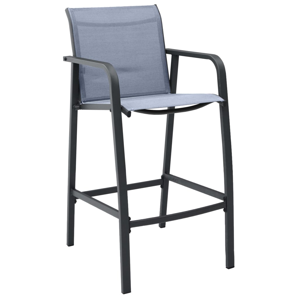2/4x Patio Bar Chairs Textilene Dining Chairs Set Garden Black/Gray vidaXL - Picture 24 of 28