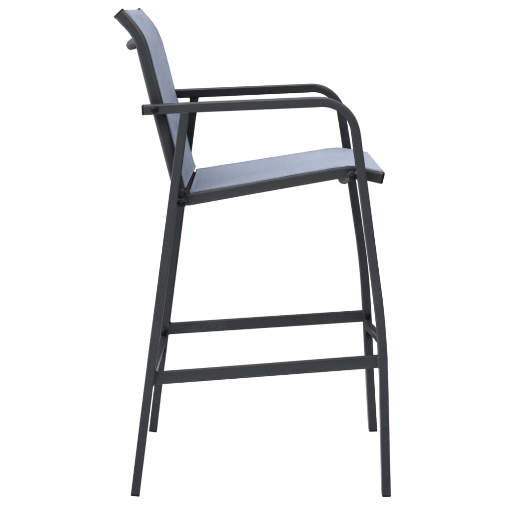 2/4x Patio Bar Chairs Textilene Dining Chairs Set Garden Black/Gray vidaXL - Picture 28 of 28