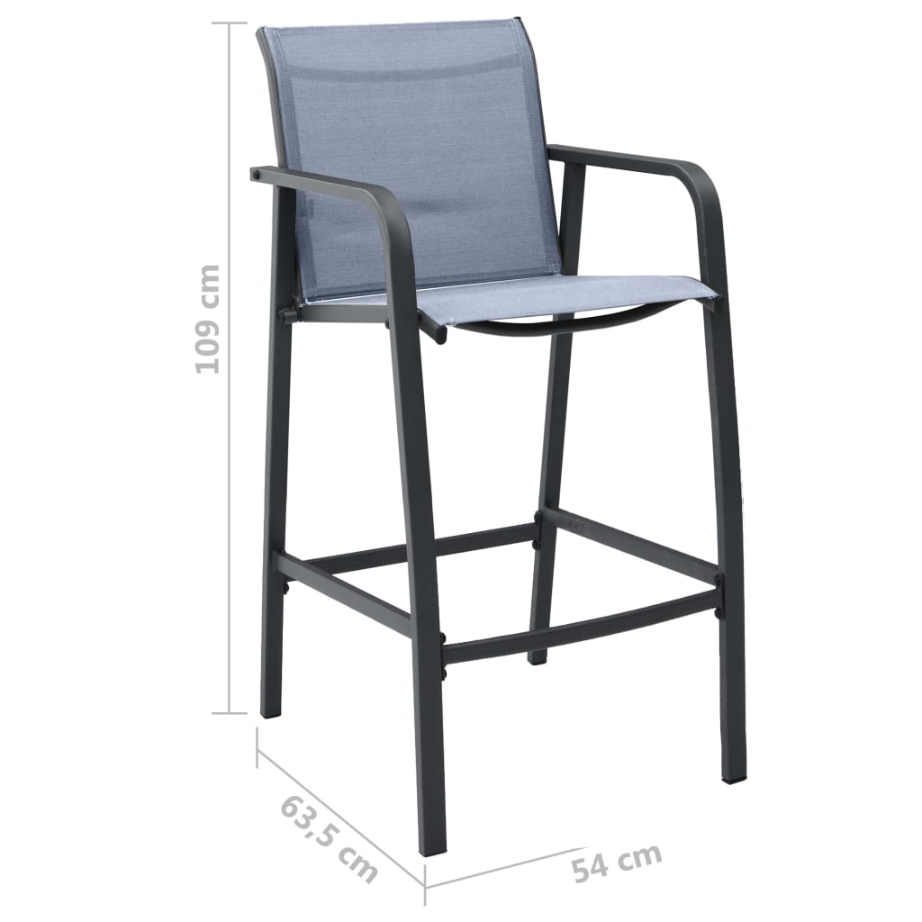 2/4x Patio Bar Chairs Textilene Dining Chairs Set Garden Black/Gray vidaXL - Picture 26 of 28