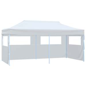 Skládací nůžkový stan s bočními stěnami 3 x 6 m ocel bílý