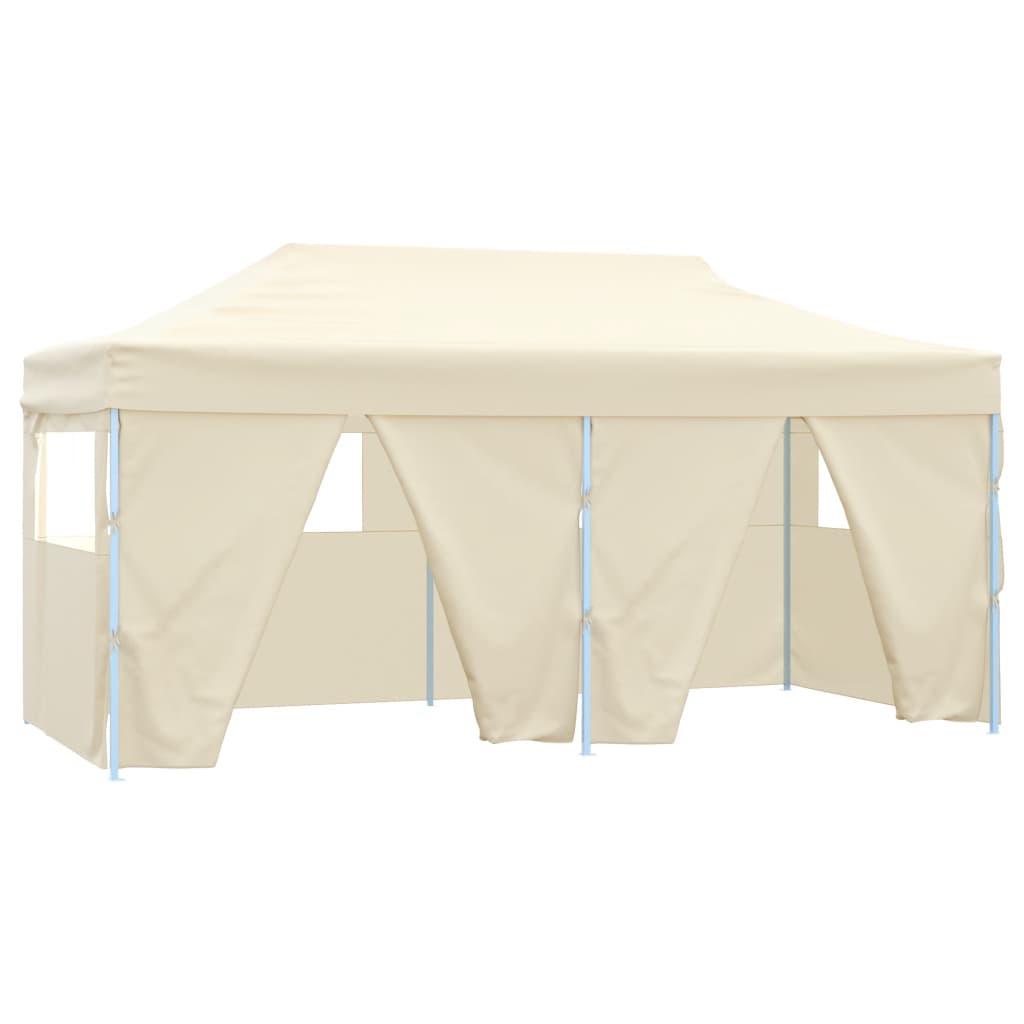 vidaXL Partytent met 4 zijwanden inklapbaar 3x6 m staal crème afbeelding