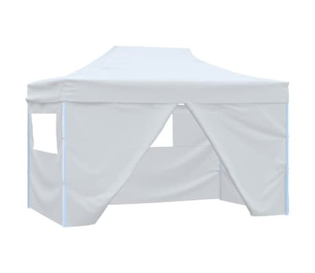 Handla vidaXL Hopfällbart partytält med 4 väggar 3x4,5 m vit vidaXL Pop Up hopfällbart partytält med 4 sidoväggar 3x4,5 m
