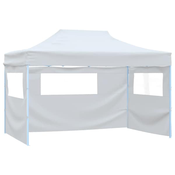 vidaXL kokkupandav peotelk 3 k&uuml;lgseinaga, 291x413x315 cm, valge